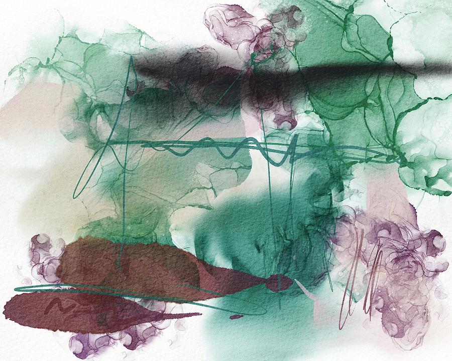 Inky new purple and green abstract Painting by Itsonlythemoon