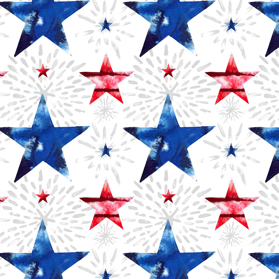 Inky Patriotic Star Pattern - Art by Jen Montgomery Painting by Jen Montgomery