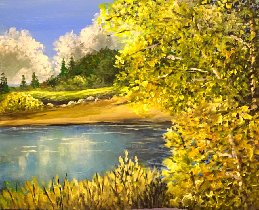 Inland Lake Painting by Sandra Young Servis - Fine Art America