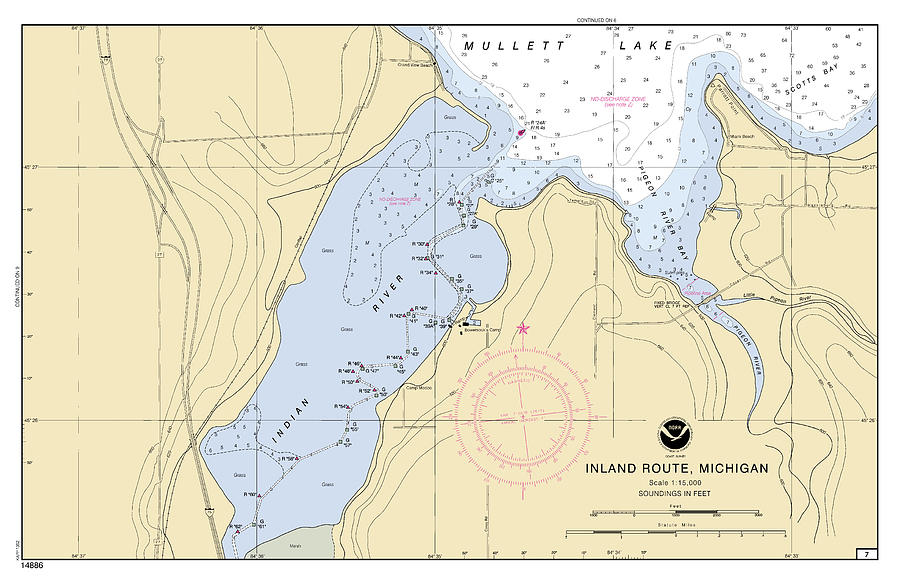 Inland Route Michigan Mullett Lake Noaa Chart 148867 Digital Art By Nautical Chartworks By 3597