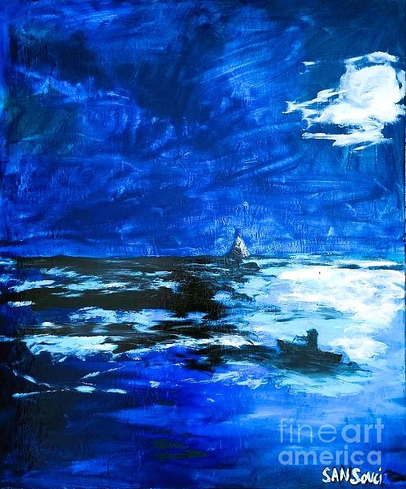 Inlet at Night Painting by Mark SanSouci