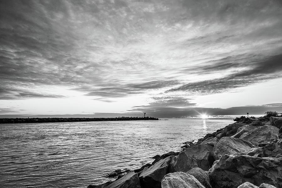 Black And White Photograph - Inlet View at sunrise by Bob Cuthbert