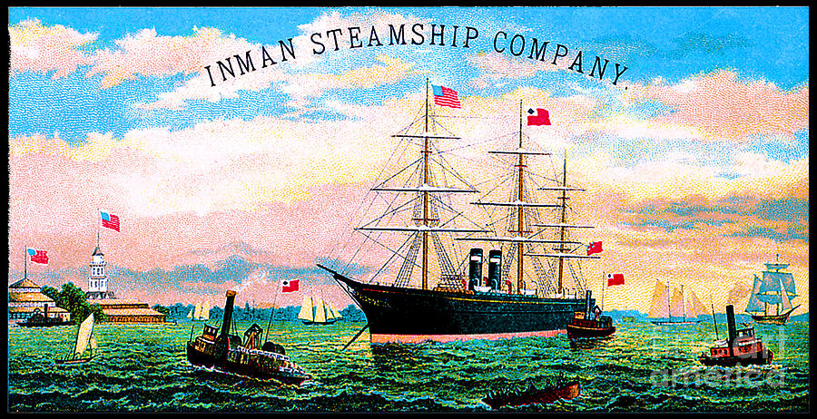 Inman Steamship Company Postcard Painting