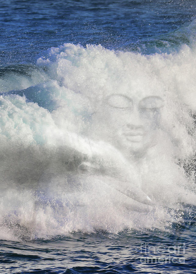 Inner Peace Buddha and Dolphin in Waves Photograph by Stephanie Laird