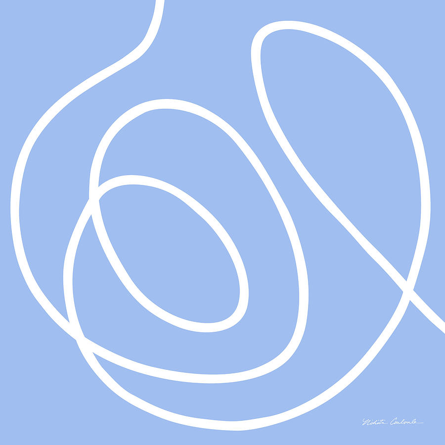 Innie White Line on Periwinkle Background Painting by Nikita Coulombe