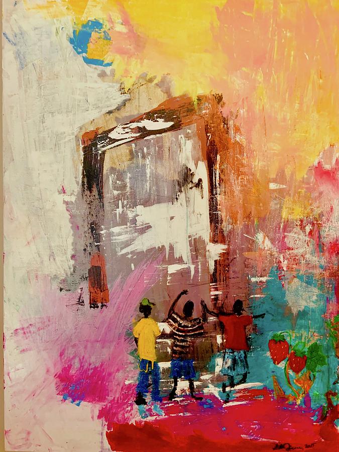 Innocence Behind Ruins 1 Painting by Lilliana Didovic
