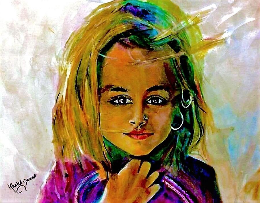 Innocent beauty Painting by Khalid Saeed