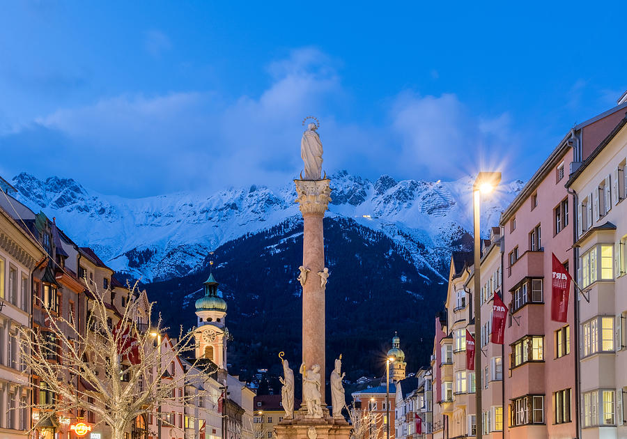 Innsbruck - St. Annes Column in Twilight Photograph by Maria Swärd