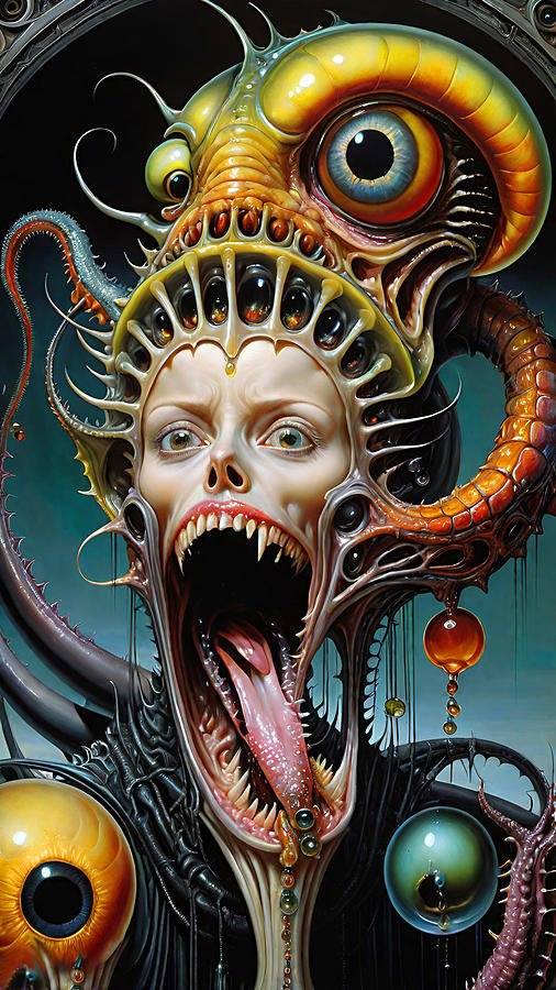 Fantasy Digital Art - Insane Screaming Cryptid Monster by Otto Rapp