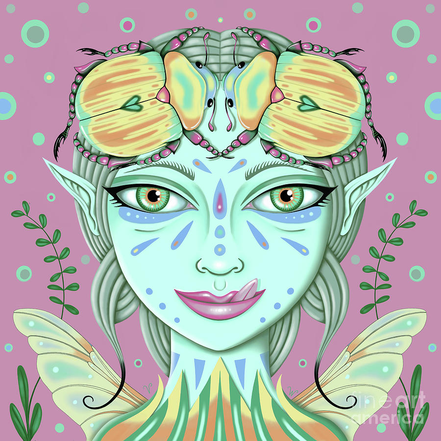 Insect Girl, Scarabella - Sq. Rose Digital Art by Valerie White