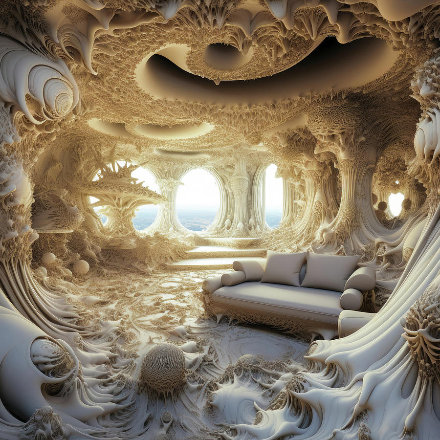 Inside A Fractal 03 Living Room Digital Art