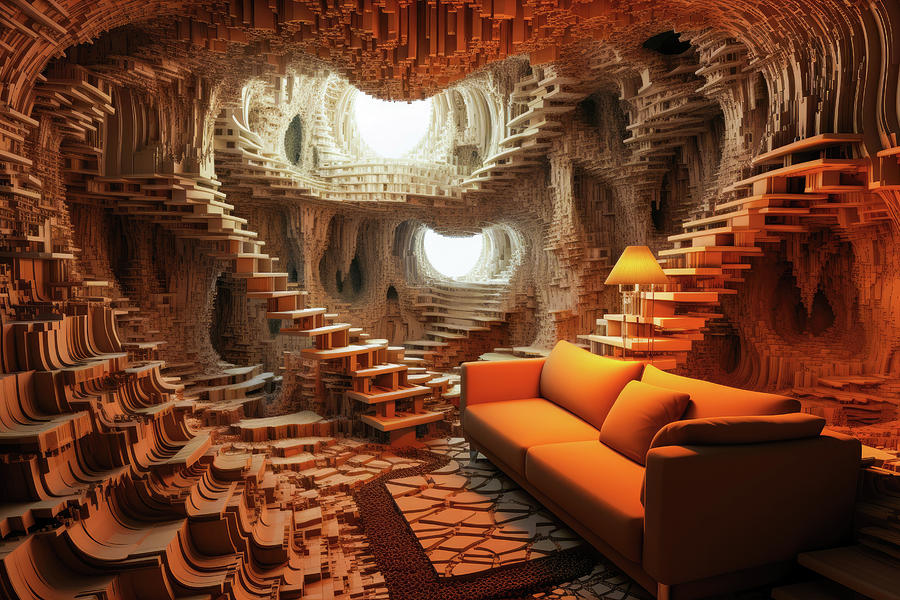 Inside a Fractal 05 Cozy Couch Digital Art by Matthias Hauser