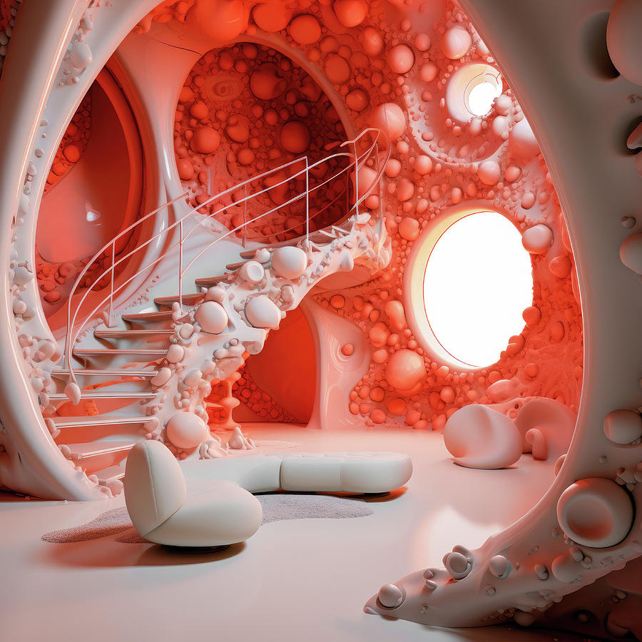 Inside a Fractal 08 Stylish Living Room Digital Art by Matthias Hauser
