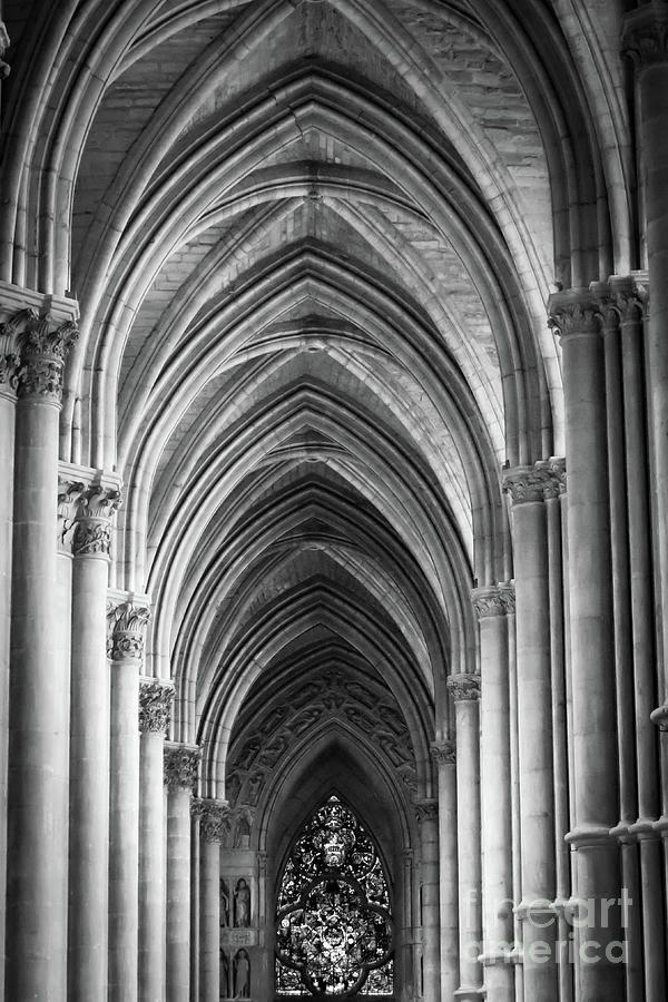 Inside Cathedral At Reims In Monochrome Photograph