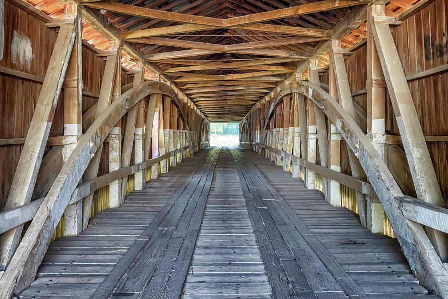 Inside Mansfield Covered Bridge - Parke County, Indiana Photograph by Susan Rissi Tregoning