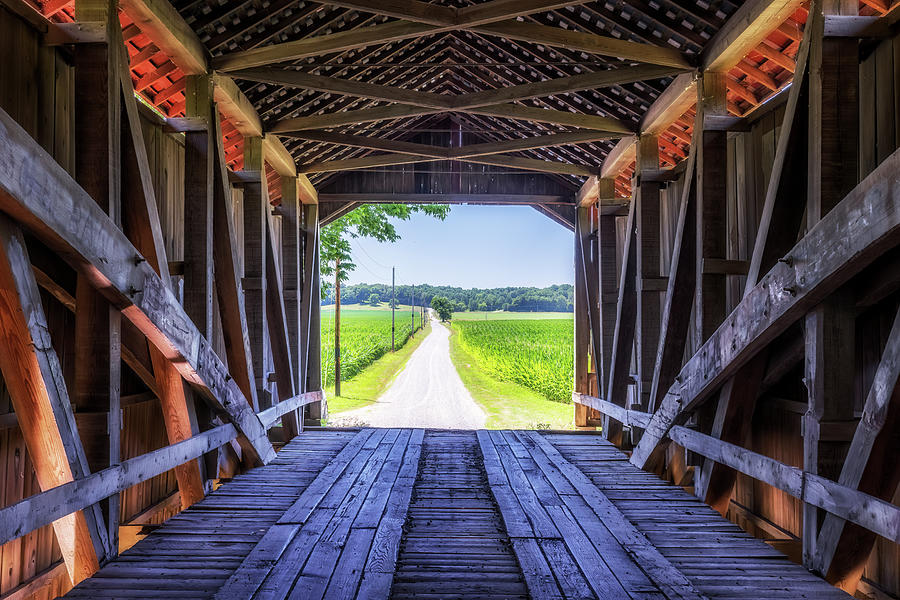 Inside McAllister Covered Bridge - Parke County, Indiana Photograph by Susan Rissi Tregoning