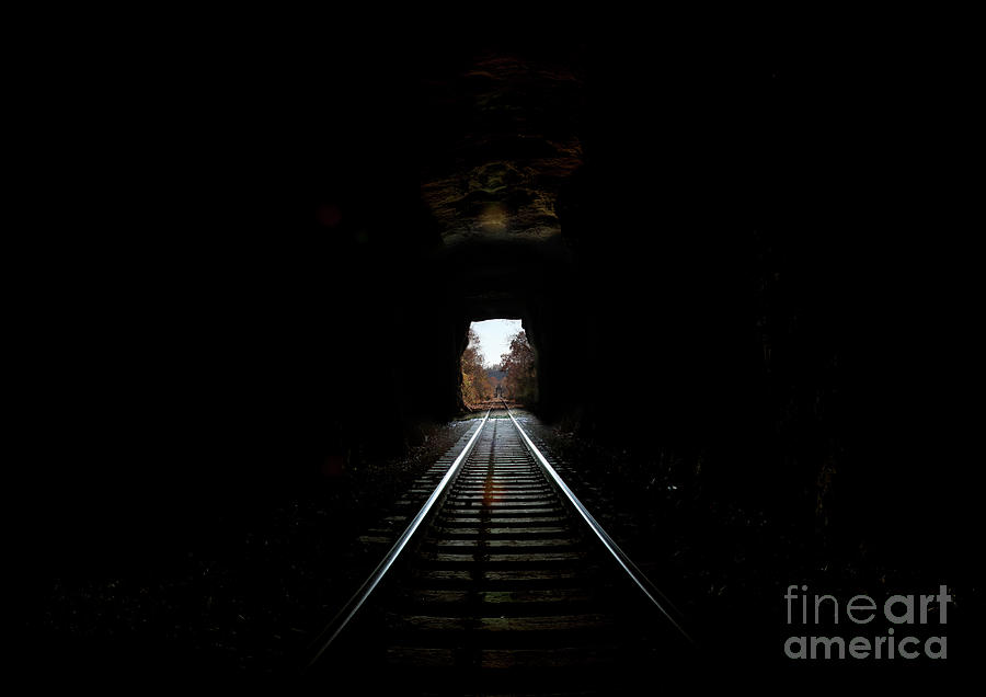Inside Railroad Tunnel looking out into the daylight Photograph by Pete Klinger