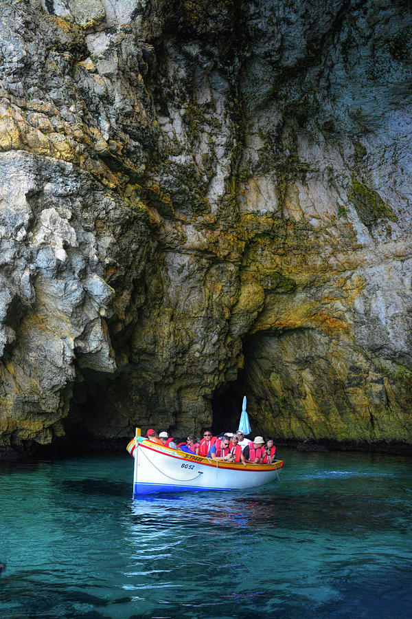 Inside the caves if the Blue Grotto in Malta - Landscape photo Photograph by Stephan Grixti