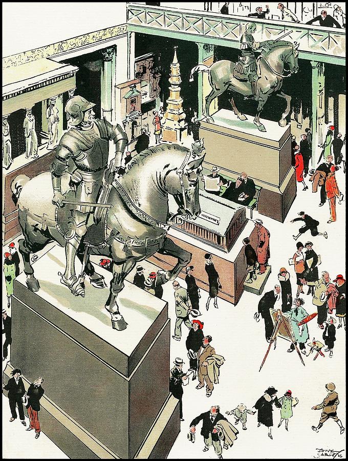 Inside the Metropolitan Museum of Art - Iconic New York City scenes and sites Drawing by Tony Sarg