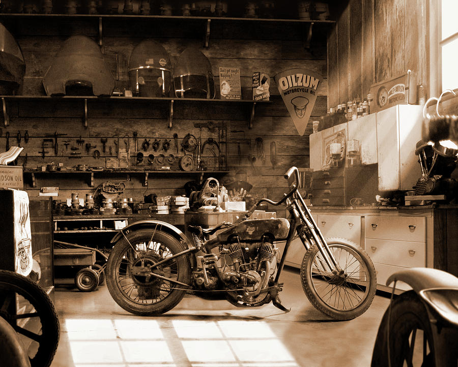 Inside the Old Motorcycle Shop 2 E S Photograph by Mike McGlothlen