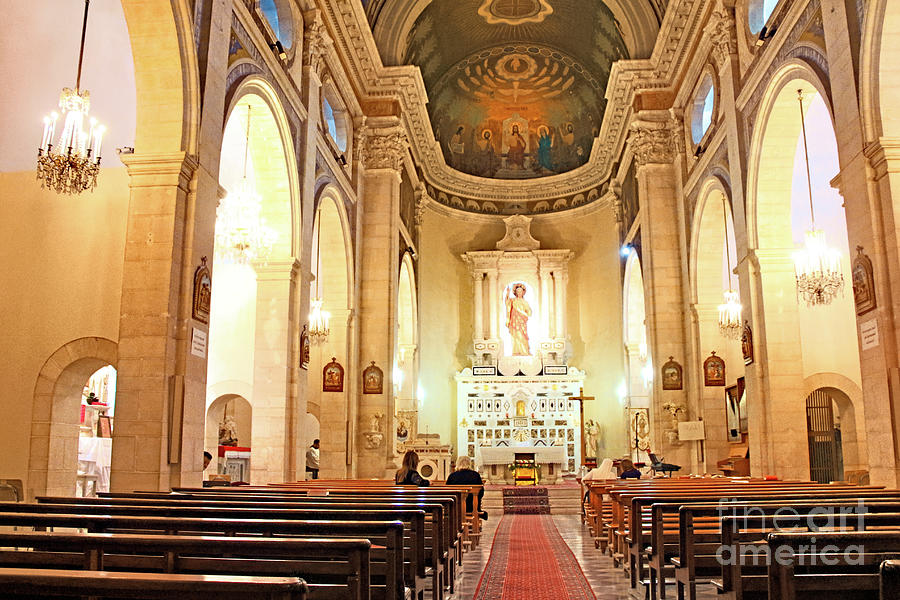Inside The Salesian Church in Bethlehem Photograph by Munir Alawi