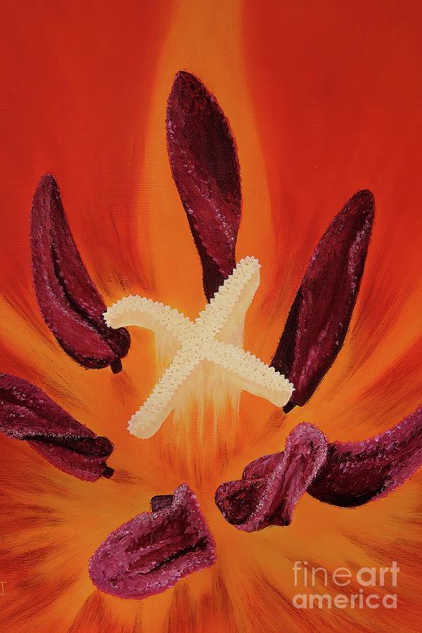 Inside The Tulip Painting by Mary Deal