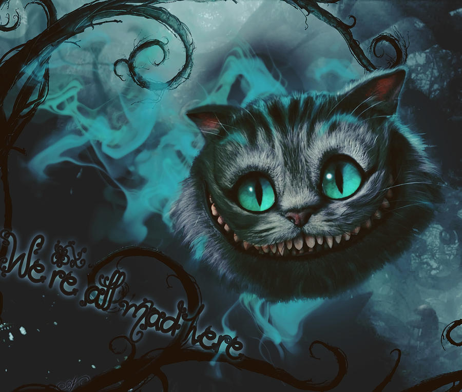 Inside wonderland cheshire cat Poster yellow Painting by Zachary Carlie ...