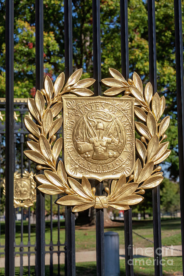 Insignia of the US War Office on a gate at Arlington National Ce Photograph by William Kuta
