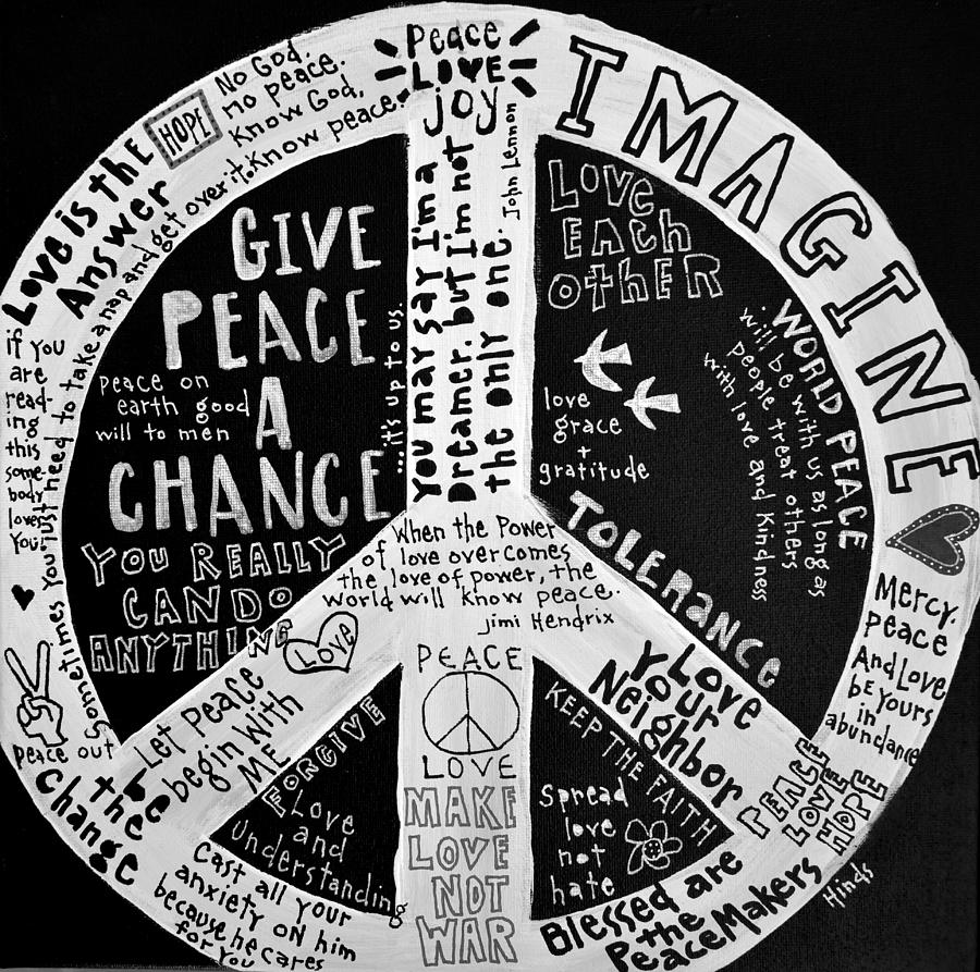 Inspirational Peace Sign Painting by David Hinds