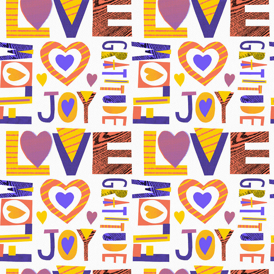 Inspirational Typographic Pattern - Art by Jen Montgomery Digital Art by Jen Montgomery