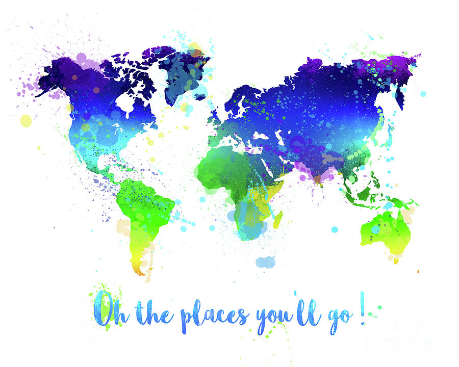 Inspirational world map Painting by Delphimages Map Creations