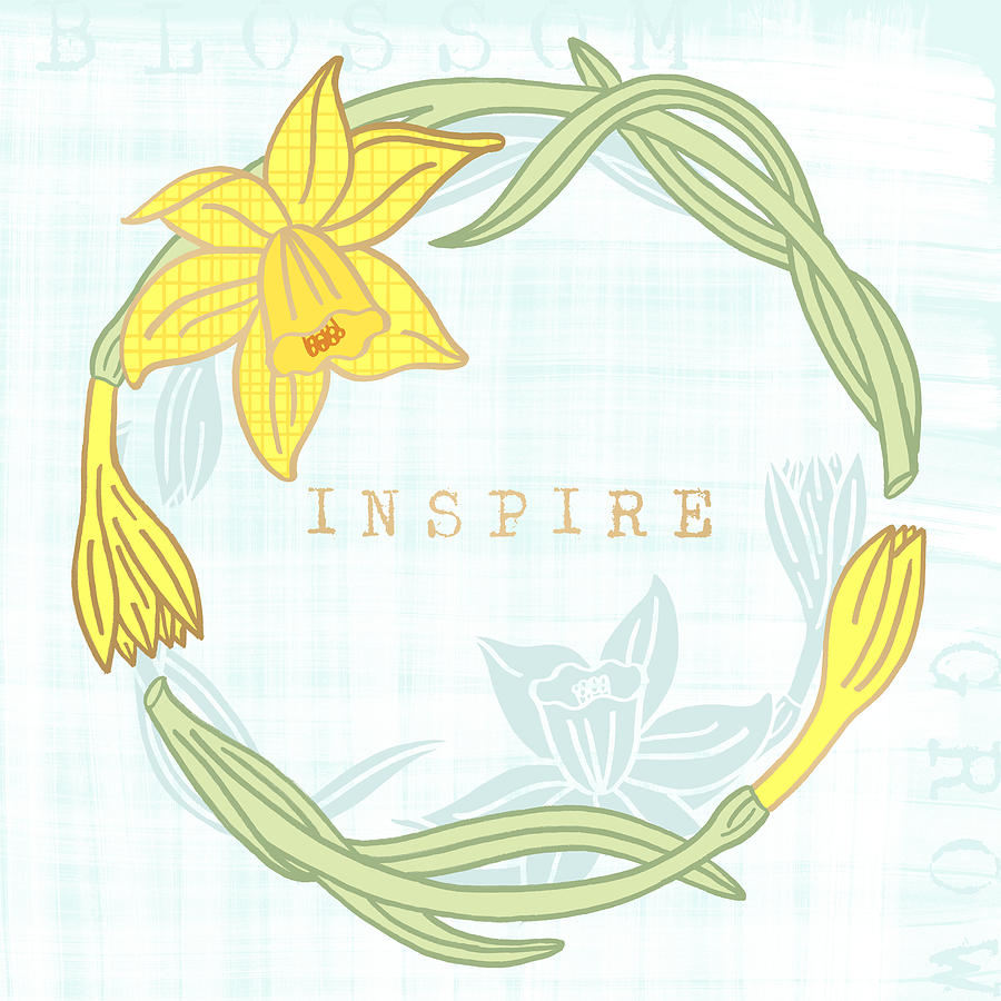 Inspire Daffodil Inspirational Art by Jen Montgomery Painting by Jen Montgomery