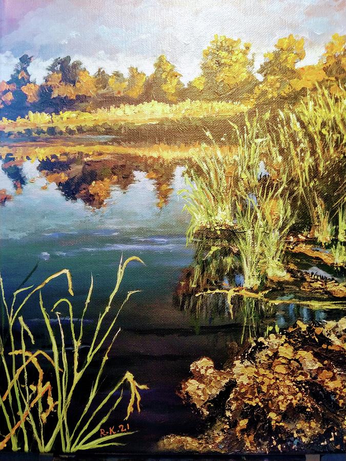 Inspiring lake Painting by Ray Khalife