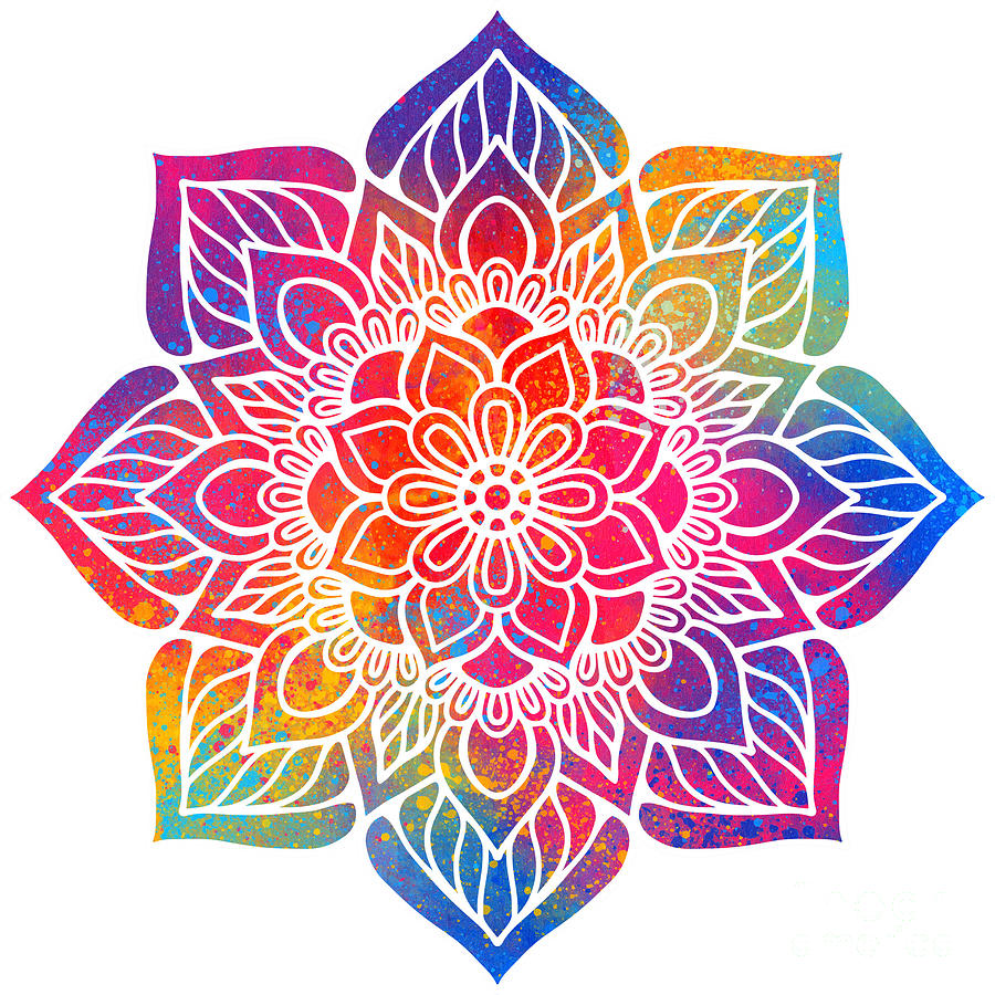 Intaran - Colorful Vibrant Rainbow Mandala Pattern Digital Art by Sambel Pedes
