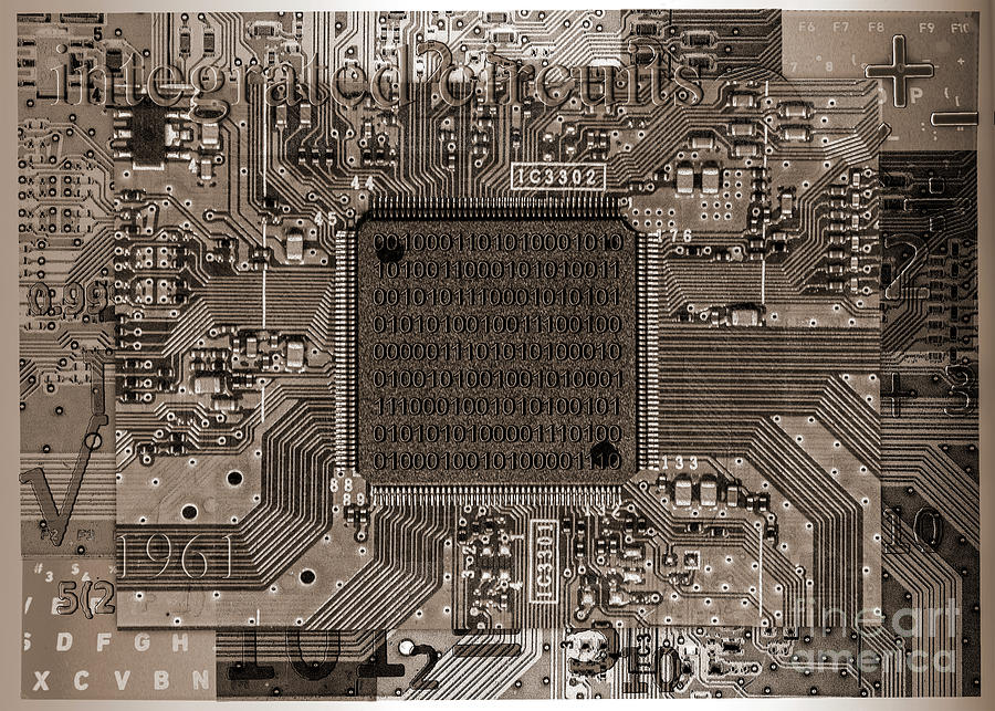 Integrated Circuits - Black And White Digital Art by Anthony Ellis