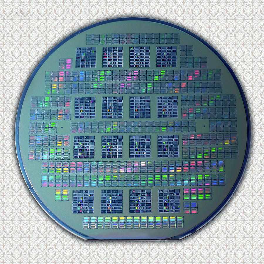 Intel 4001 ROM CPU Silicon Wafer Chipset Integrated Circuit, Silicon Valley 1971 Photograph by Kathy Anselmo