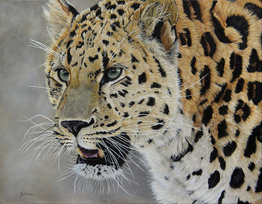 Intense - Leopard Portrait Painting by Johanna Lerwick