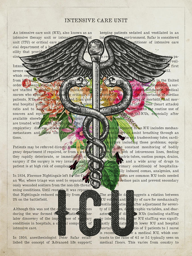 Intensive Care Unit With Flowers Print Icu Digital Art