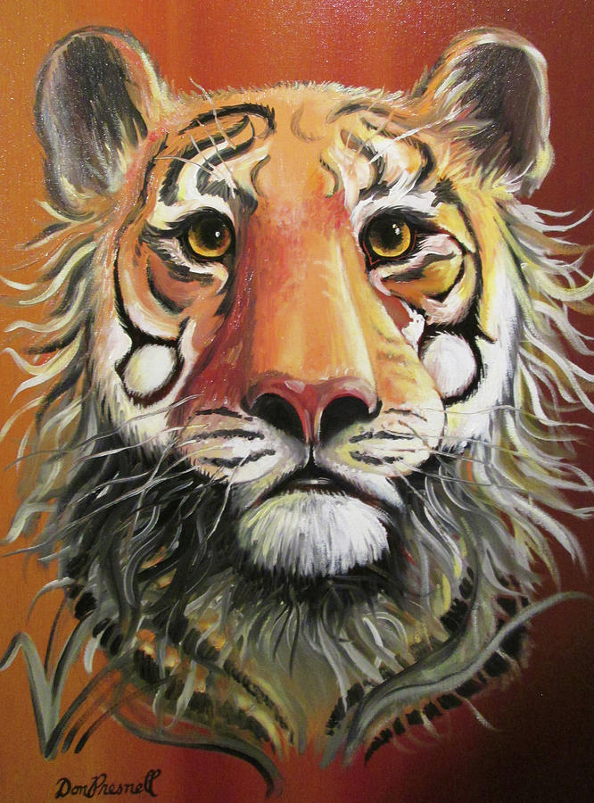 Intent Tiger Painting by Donald Presnell