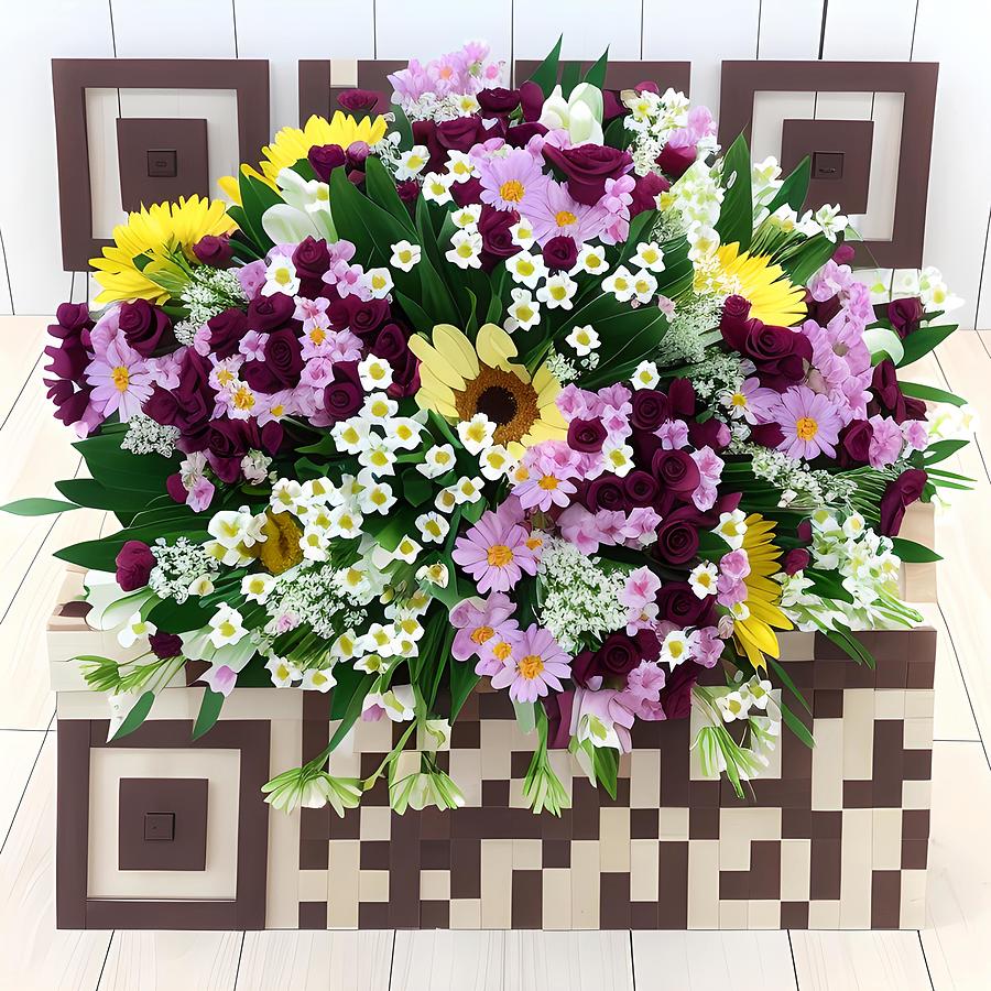 Interactive Floral Art - Scannable Bouque with QR Code Message - 'Where ...