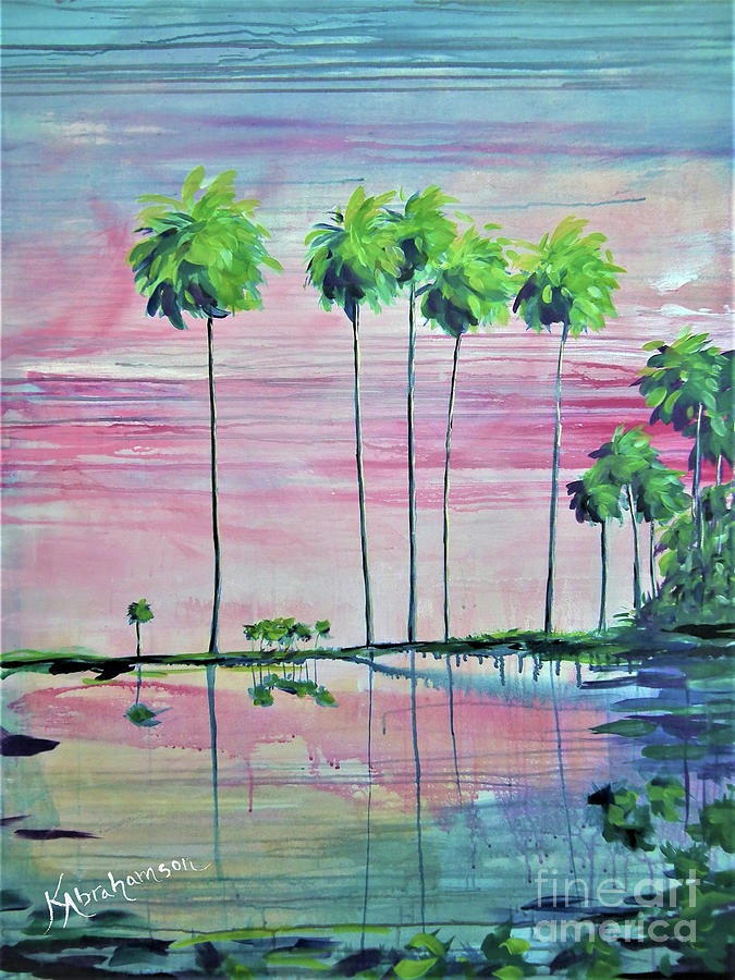 Intercoastal Pink Sky Reflections 2 Painting by Kristen Abrahamson