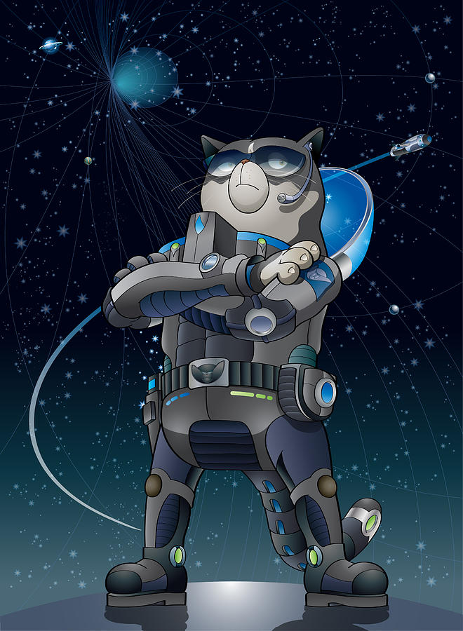 Intergalactic cat Drawing by Chuyn