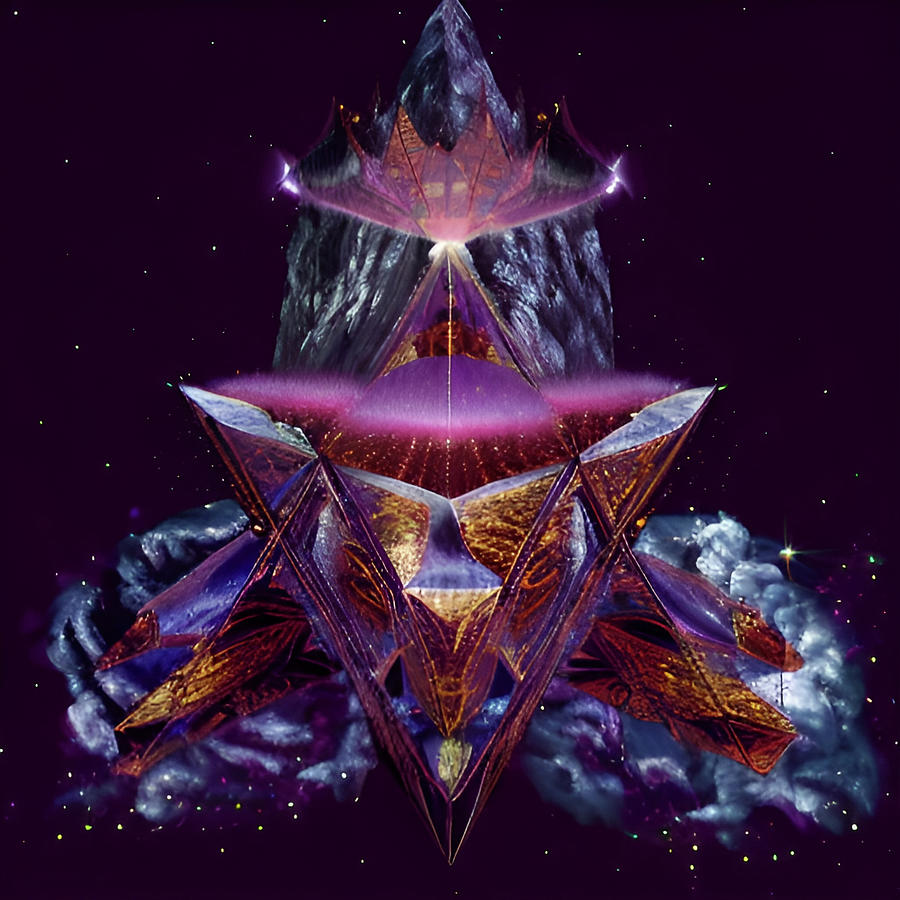 Intergalactic Pyramid Dragon ship Digital Art by Michael Canteen