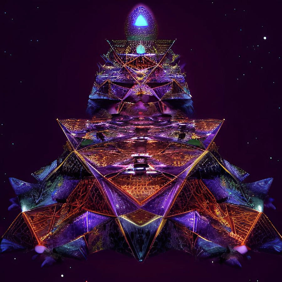 Intergalactic Pyramid of Blue light Digital Art by Michael Canteen