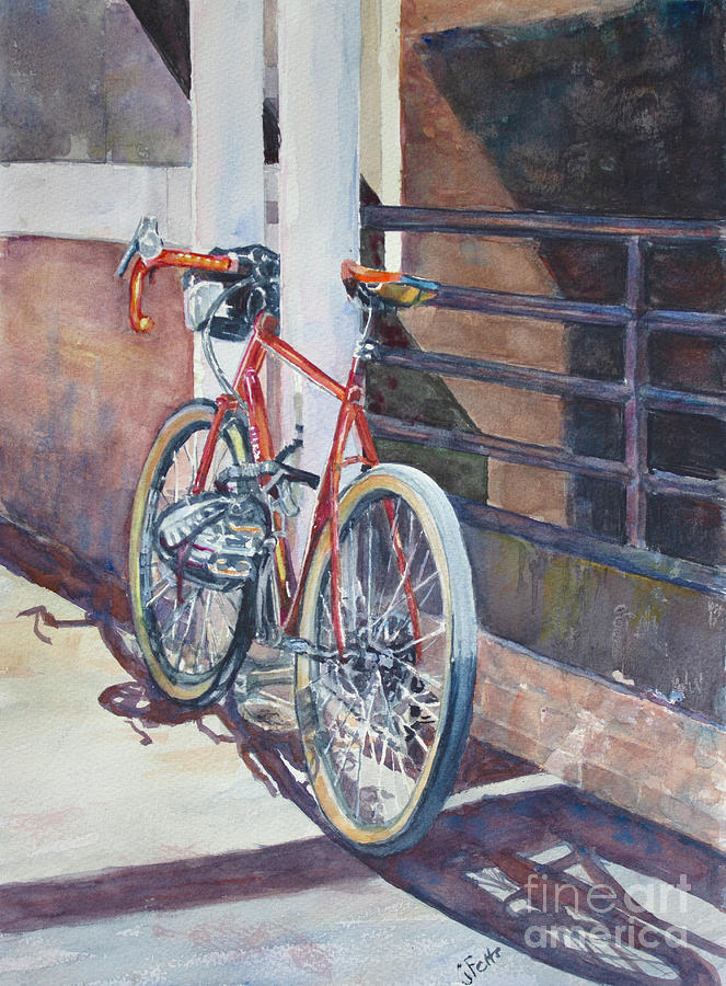 Bicycle Painting - Interim Shadows by Janet Felts