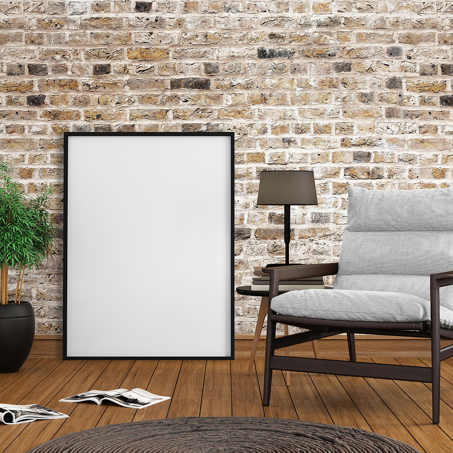 Interior hipster mock up blank picture poster frame template Photograph by ExperienceInteriors
