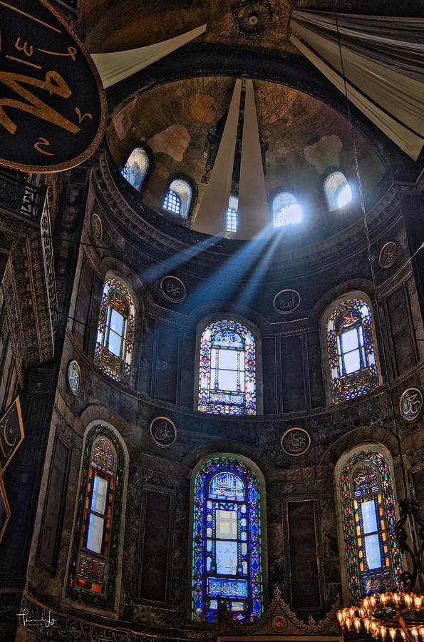 Turkey Photograph - Interior Main Dome Blue Mosque, Istanbul - Turkey by Thomas Ly