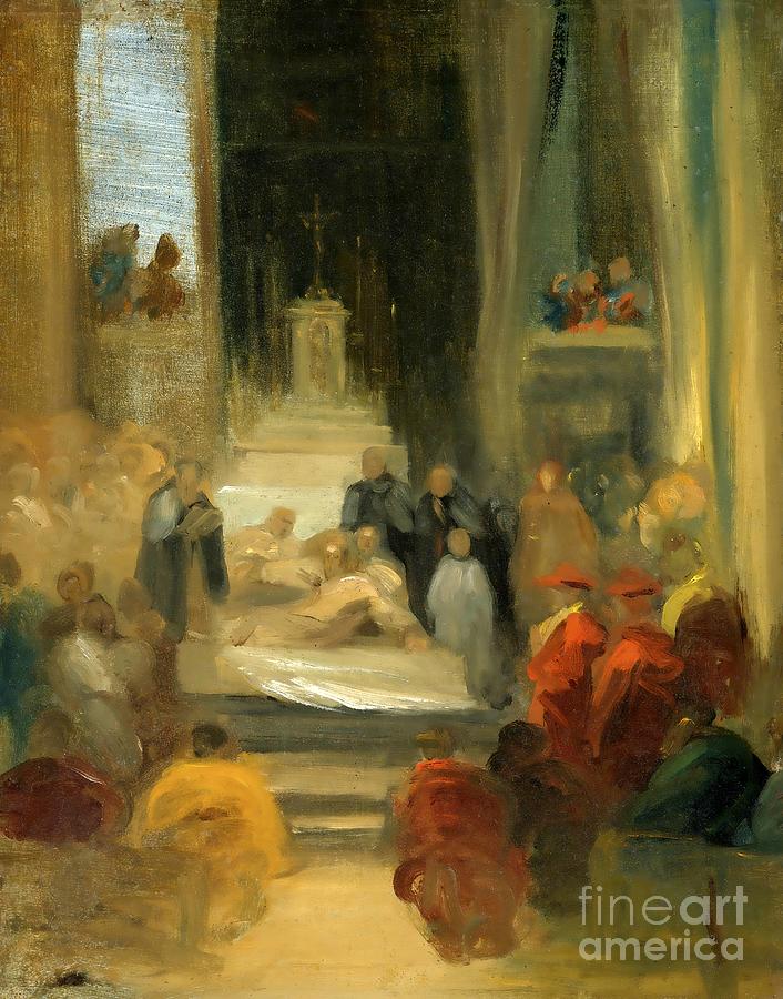 Interior of a church Painting by Eugene Delacroix