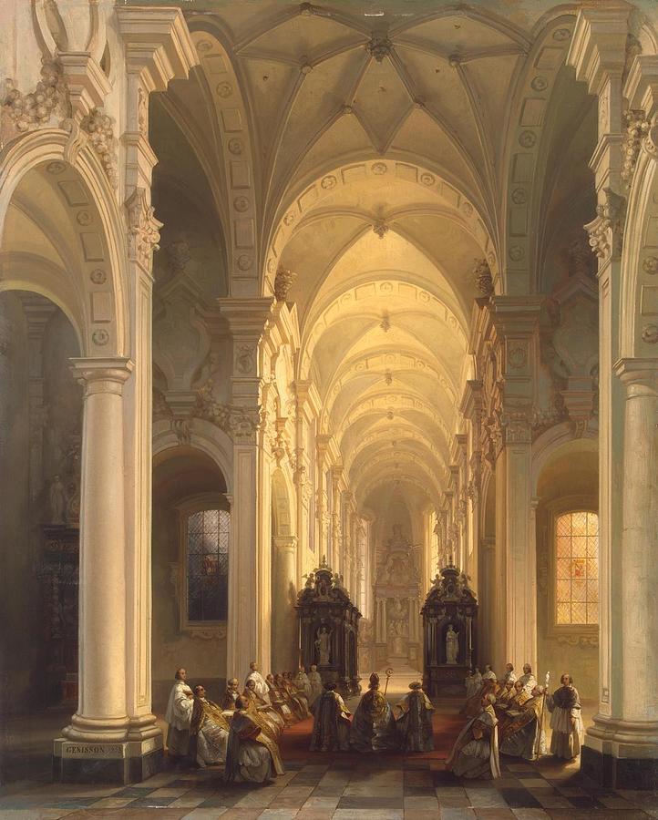 Interior of a Church in Averbode Painting by Jules Victor Genisson ...