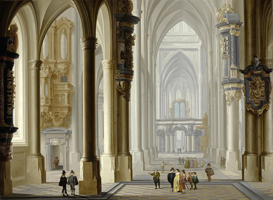 Interior of a Gothic Church Painting by Dirk van Delen